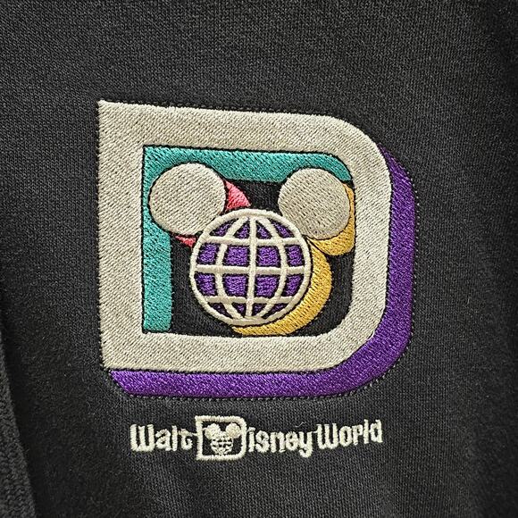 Walt Disney World Retro Black Sweatshirt Full Zip Hoodie Adult Medium - Picture 4 of 8